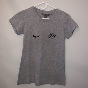 Gray Shirt with Black Winking Eyes
